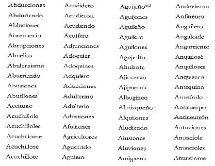 Palabras panvocálicas