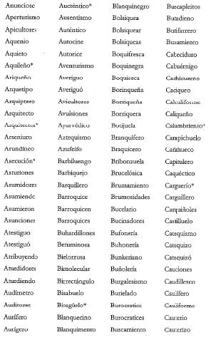 Palabras panvocálicas