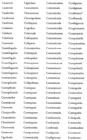 Palabras panvocálicas