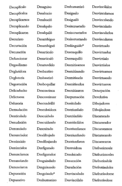 Palabras panvocálicas