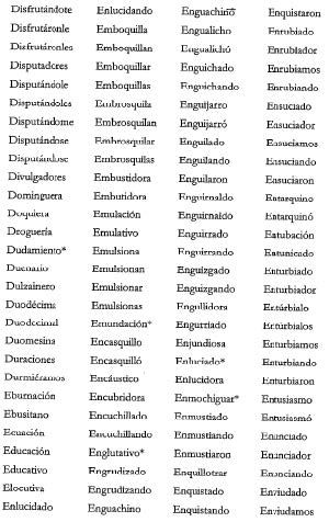 Palabras panvocálicas