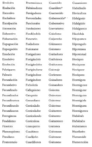 Palabras panvocálicas