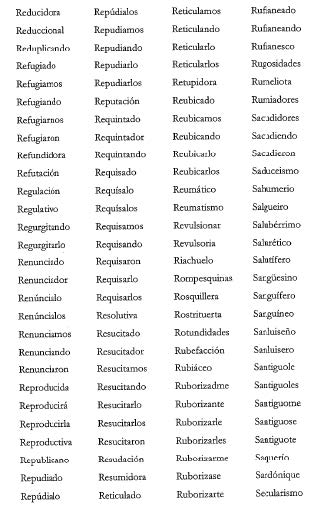 Palabras panvocálicas