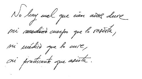 Algunos análisis manuscritos del profesor Martel sobre la mora de unos versos