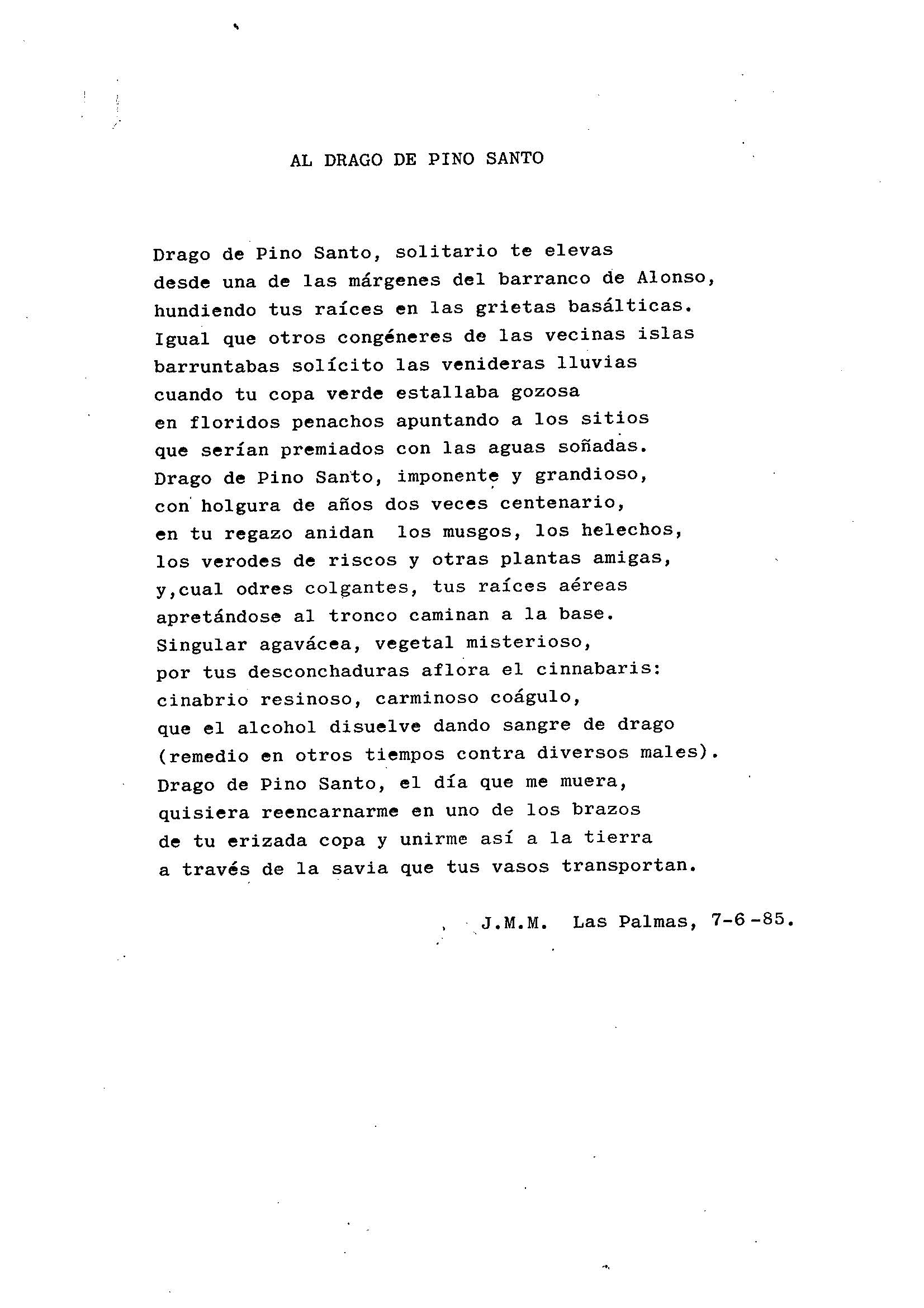 Poema al drago de Pino Santo