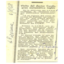 Recorte de prensa de “La Provincia” sobre la visita de los profesores Cundy y Garret