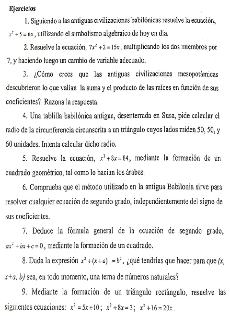 Ejercicios con ecuaciones cuadráticas